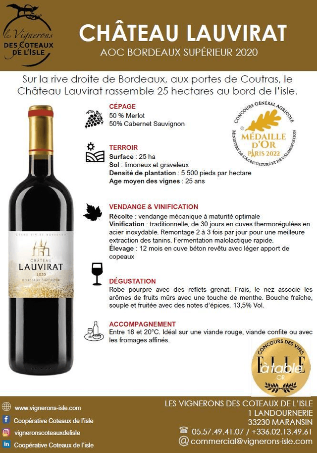 Château Lauvirat 2020, 75cl