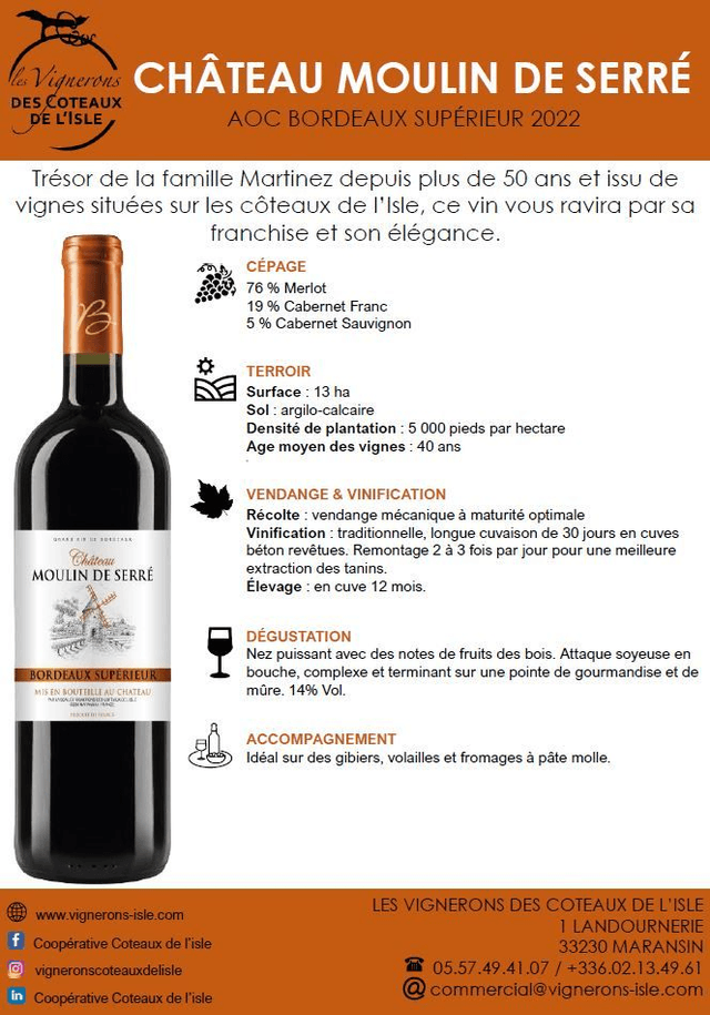 Château Moulin de Serré 2022, 75cl