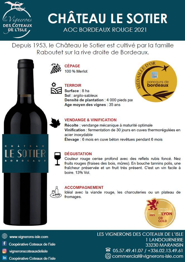 Château Le Sotier 2021, 75cl